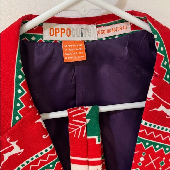 🎄 Opposuits Matching Ugly Christmas/Holiday Sweater Print Sport Jacket & Tie Set - Picture 6 of 10
